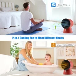 COSTWAY 1500W Portable Space Heater Electric Desktop Heating Fan PTC Ceramic RedWhite