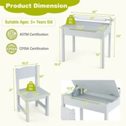 Costway Toddler Craft Table & Chair Set Kids Art Crafts Table WithPaper Roll Holder Grey/White -Costway Sales Store GUEST 7a1522c0 24f1 4007 9659 bb44d8bea72d