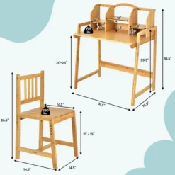 Costway Bamboo Kids Study Desk And Chair Set Height Adjustable Home School W/ Bookshelf -Costway Sales Store GUEST 7b4971b6 c212 4d60 97be 1c09a246ea17