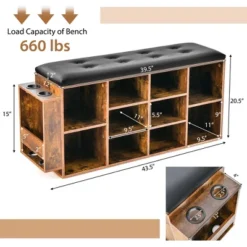 Costway Wooden Shoe Bench 10-Cube Storage Organizer With Padded Cushion & Umbrella Holder -Costway Sales Store GUEST 7b4b917b 4059 4bbe 9684 343644bab5e2