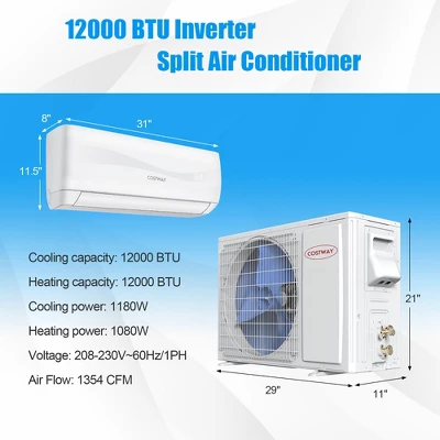 Costway 12000 BTU Mini Split Air Conditioner & Heater Ductless 17 SEER2 750 Sq. Ft 2 Costway 12000 BTU Mini Split Air Conditioner & Heater Ductless 17 SEER2 750 Sq. Ft - Image 2