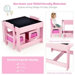 Costway 3 In 1 Wood Activity Table Chair Set W/Storage Box Pink -Costway Sales Store GUEST 848a9601 22e4 4e8f b77f adf5d36033d6