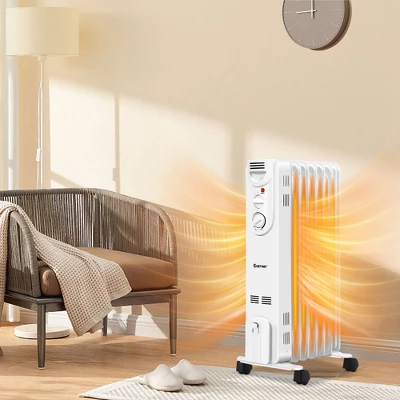 Costway 1500W Electric Indoor Oil Heater W/3 Heat Settings & Safe Protection For Home 2 Costway 1500W Electric Indoor Oil Heater W/3 Heat Settings & Safe Protection For Home - Image 2