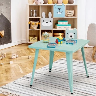 Costway Kids Steel 27'' Square Table Children Play Learn Activity Table Indoor Outdoor 2 Costway Kids Steel 27'' Square Table Children Play Learn Activity Table Indoor Outdoor - Image 2