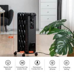 Costway 1500W Oil-Filled Heater Portable Radiator Space Heater W/ Adjustable Thermostat White Black -Costway Sales Store GUEST 87f6808e 901f 4504 94f1 4f834a9bda09