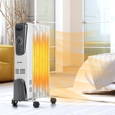 Costway 1500W Electric Oil Filled Radiator Space Heater 5.7 Fin Thermostat Room Radiant 2 Costway 1500W Electric Oil Filled Radiator Space Heater 5.7 Fin Thermostat Room Radiant - Image 2