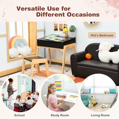 Costway Kids Table & Chair Set Wooden Activity Art Study Desk W/Storage Space 8 Costway Kids Table & Chair Set Wooden Activity Art Study Desk W/Storage Space - Image 8