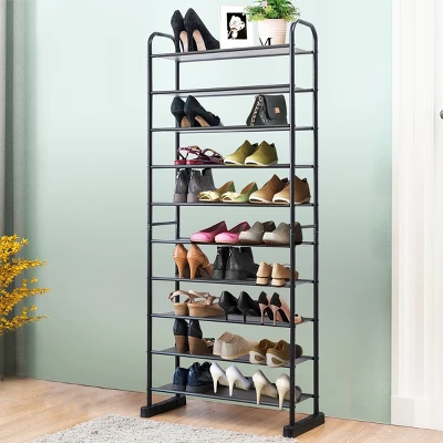 Costway 10-Tier Shoe Rack Space-saving Shoe Organizer W/Metal Frame Shoe Tower 2 Costway 10-Tier Shoe Rack Space-saving Shoe Organizer W/Metal Frame Shoe Tower - Image 2