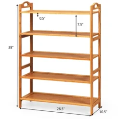 Costway Sales Store 34 Costway 5-Tier Bamboo Shoe Rack FreeStanding Shoe Shelf Entryway Shoe Storage Organizer