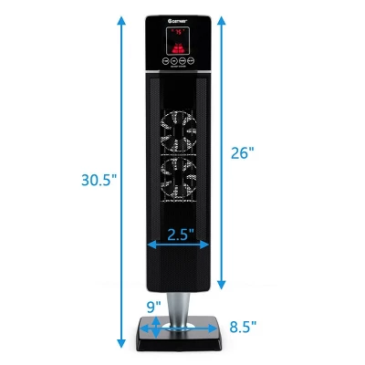 Costway 1500W Portable Oscillating Ceramic Tower Heater W/ Timer Remote Control Room Use 9 Costway 1500W Portable Oscillating Ceramic Tower Heater W/ Timer Remote Control Room Use - Image 9