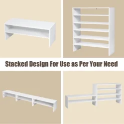 Costway 3 PCS Stackable Shoe Rack 31-Inch Horizontal Organizer 2-tier StorageShelf WhiteBrown -Costway Sales Store GUEST 93349199 054e 4b93 8d12 49b3ece4030a