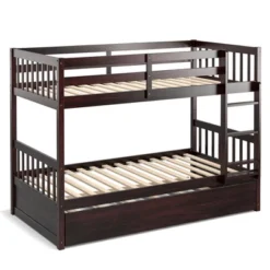 Costway Twin Over Twin Bunk Bed With Twin Trundle Solid Wood Frame Espresso/White -Costway Sales Store GUEST 943d3b63 ee0a 4c0d a923 2c54d8d6392d