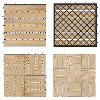 Costway 40PCS 12'' X 12'' Acacia Wood Deck Patio Pavers Stripe Pattern 6 Costway 40PCS 12'' X 12'' Acacia Wood Deck Patio Pavers Stripe Pattern - Image 6