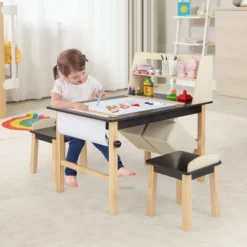 Costway Kids Art Table & Chairs Set Wooden Drawing Desk With Paper Roll Storage Shelf Bins -Costway Sales Store GUEST 9b6e5dd0 951e 474d 8a63 48ae995e6600