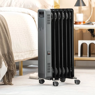 Costway 1500W Oil-Filled Radiator Heater Portable Electric Space Heater 3 Heat Settings 1 Costway 1500W Oil-Filled Radiator Heater Portable Electric Space Heater 3 Heat Settings