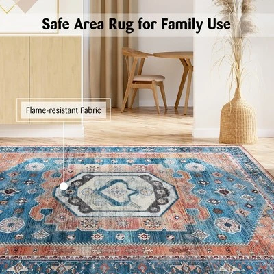 Costway Area Rug 5' X 7' Distressed Vintage Home Carpet Living Room Bedroom Non-Shedding 3 Costway Area Rug 5' X 7' Distressed Vintage Home Carpet Living Room Bedroom Non-Shedding - Image 3