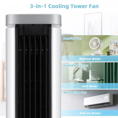 Costway 3-In-1 Portable Evaporative Air Cooler 40'' Bladeless Cooling Tower Fan W/Timer 4 Costway 3-In-1 Portable Evaporative Air Cooler 40'' Bladeless Cooling Tower Fan W/Timer - Image 4