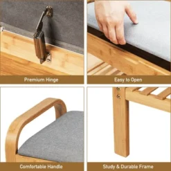 Costway Shoe Rack Bench Bamboo W/Cushioned Seat&Storage Shelf Padded Seat Shoe Bench -Costway Sales Store GUEST a6c5a24d f4de 4007 bf09 61064e90adba