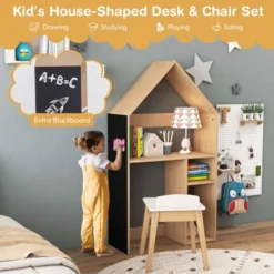 Costway Kids House-Shaped Table & Chair Set Wooden Toy Organizer Cabinet With Blackboard Grey/White 17 Costway Kids House-Shaped Table & Chair Set Wooden Toy Organizer Cabinet With Blackboard Grey/White -Costway Sales Store GUEST a7683240 6b81 47d5 b72c 77b86677c9d0