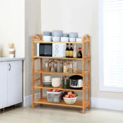 Costway 5-Tier Bamboo Shoe Rack FreeStanding Shoe Shelf Entryway Shoe Storage Organizer -Costway Sales Store GUEST a8e4cb19 e42e 4342 8c8f fae9f40361d7