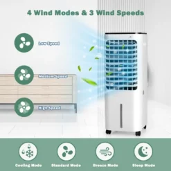 Costway 4-in-1 Portable Evaporative Air Cooler 12L Water Tank 4 Ice Boxes