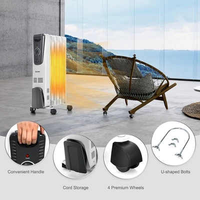 Costway 1500W Electric Oil Filled Radiator Space Heater 5.7 Fin Thermostat Room Radiant 8 Costway 1500W Electric Oil Filled Radiator Space Heater 5.7 Fin Thermostat Room Radiant - Image 8