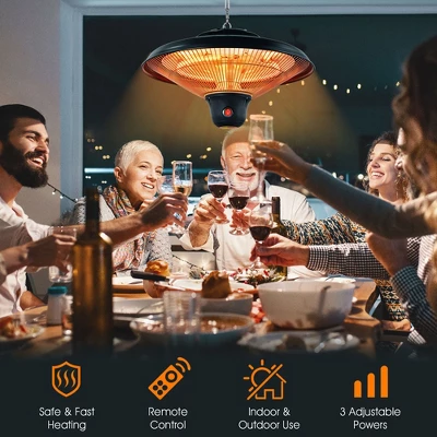 Costway 1500W Electric Hanging Heater Ceiling Mounted Infrared Heater W/Remote Control 2 Costway 1500W Electric Hanging Heater Ceiling Mounted Infrared Heater W/Remote Control - Image 2