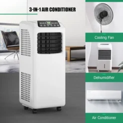 Costway 5500 BTU (9000 BTU ASHRAE) 3-in-1 Portable Air Conditioner W/Built-in Dehumidifier And Window Kit