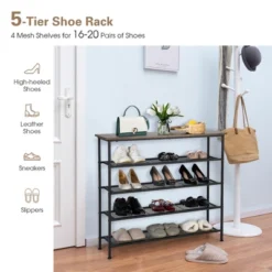 Shoe Rack 5-Tier Shoe Storage Organizer W/4 Metal Mesh Shelves For 16-20 Pairs -Costway Sales Store GUEST b981950b 2b91 4c6e aa27 5ebdee40f29e