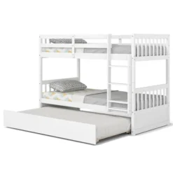 Costway Twin Over Twin Bunk Bed With Twin Trundle Solid Wood Frame Espresso/White -Costway Sales Store GUEST c1beda1d 01b9 4748 9be8 56285e9564f1