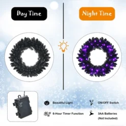 Costway 24inch Pre-lit Christmas Halloween Wreath Black W/ 35 Purple LED Lights 14 Costway 24inch Pre-lit Christmas Halloween Wreath Black W/ 35 Purple LED Lights -Costway Sales Store GUEST c504a4e5 17e5 4dd9 8988 0132e72a6974