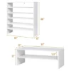 Costway 3 PCS Stackable Shoe Rack 31-Inch Horizontal Organizer 2-tier StorageShelf WhiteBrown