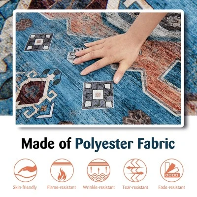 Costway Area Rug 5' X 7' Distressed Vintage Home Carpet Living Room Bedroom Non-Shedding 5 Costway Area Rug 5' X 7' Distressed Vintage Home Carpet Living Room Bedroom Non-Shedding - Image 5