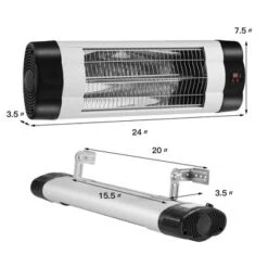 Costway 1500W Infrared Patio Heater Wall-Mounted Electric Heater With Remote Control