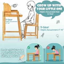 Costway Bamboo Kids Study Desk And Chair Set Height Adjustable Home School W/ Bookshelf -Costway Sales Store GUEST d41351d5 92e4 4354 96d8 158349d2f643