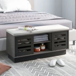 Costway Shoe Storage Bench With Cushion Shoe Storage Organizer Shoe Rack Entryway Grey/Natural -Costway Sales Store GUEST de1c739a 0478 482b bf89 287f927d0d75