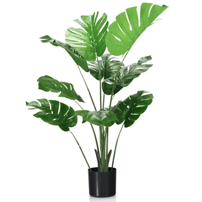 Costway 4FT Artificial Monstera Deliciosa Plant Palm Tree W/ Cement-Filled Pot Indoor Outdoor 10 Costway 4FT Artificial Monstera Deliciosa Plant Palm Tree W/ Cement-Filled Pot Indoor Outdoor - Image 10