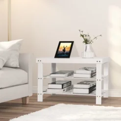 Costway Bamboo Shoe Rack Bench 3-Tier Storage Shelf Holder Home Entryway Hallway White -Costway Sales Store GUEST e2912744 608a 4ebf ae61 823b1d5630ab