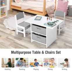 Babyjoy Kids Art Play Wood Table And 2 Chairs Set W/ Storage Baskets Puzzle -Costway Sales Store GUEST e294d76e 98d7 4060 bee2 2e023575e52f