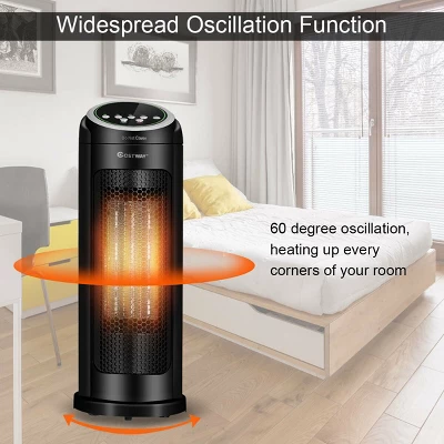 Costway Portable Oscillating PTC Ceramic Space Heater 1500W LED 12H Timer Remote Control 6 Costway Portable Oscillating PTC Ceramic Space Heater 1500W LED 12H Timer Remote Control - Image 6