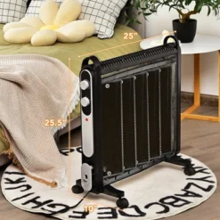Costway 1500W Electric Mica Space Heater Portable Heater W/Adjustable Thermostat