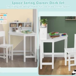 Costway Kids Corner Desk & Chair Set Wooden Study Writing Workstation With Storage & Hutch -Costway Sales Store GUEST ed43f469 c685 4170 b3dd 8be7c84fb60b