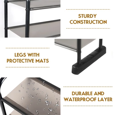 Costway 10-Tier Shoe Rack Space-saving Shoe Organizer W/Metal Frame Shoe Tower 7 Costway 10-Tier Shoe Rack Space-saving Shoe Organizer W/Metal Frame Shoe Tower - Image 7