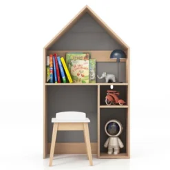 Costway Kids House-Shaped Table & Chair Set Wooden Toy Organizer Cabinet With Blackboard Grey/White 18 Costway Kids House-Shaped Table & Chair Set Wooden Toy Organizer Cabinet With Blackboard Grey/White -Costway Sales Store GUEST f36a4bce aa6f 444f a6b9 7751161ead78