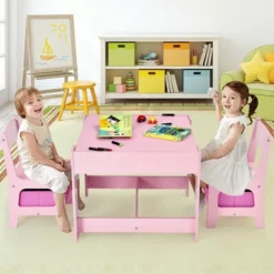 Costway 3 In 1 Kids Wood Table Chairs Set W/ Storage Box Blackboard Drawing Pink -Costway Sales Store GUEST fa4ce518 1666 4559 9699 6cc6519afc5d 1