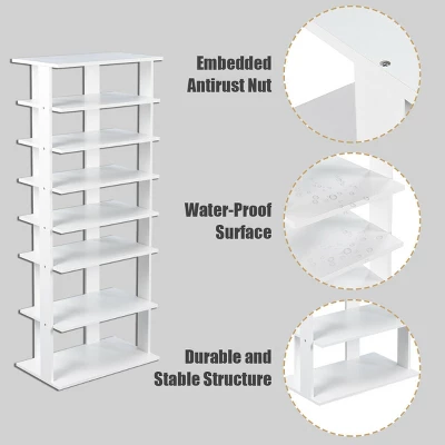 Costway Patented Wooden Shoes Storage Stand 7 Tiers Big Shoe Rack Organizer Multi-Shoe Rack 8 Costway Patented Wooden Shoes Storage Stand 7 Tiers Big Shoe Rack Organizer Multi-Shoe Rack - Image 8