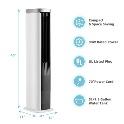 Costway 3-In-1 Portable Evaporative Air Cooler 40'' Bladeless Cooling Tower Fan W/Timer 9 Costway 3-In-1 Portable Evaporative Air Cooler 40'' Bladeless Cooling Tower Fan W/Timer - Image 9